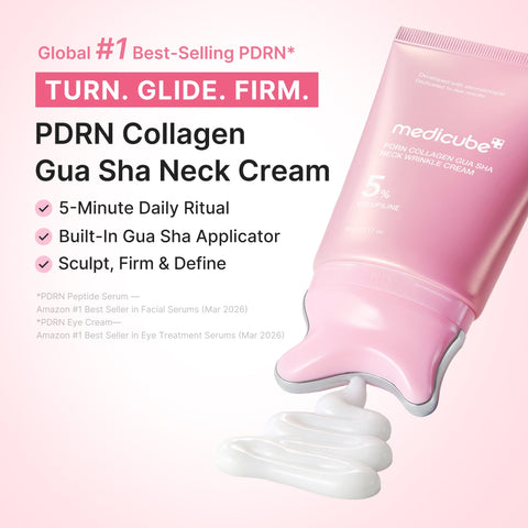 Medicube PDRN neck cream with built-in gua sha applicator