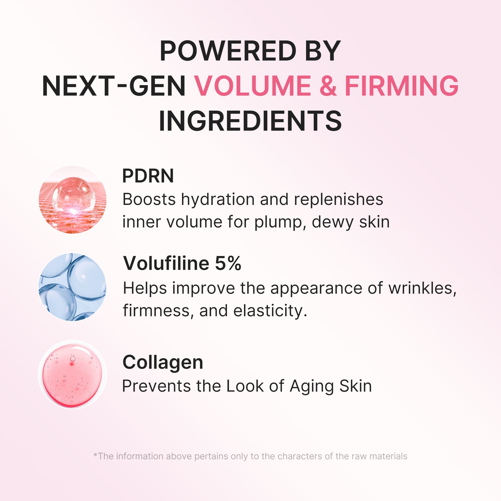 Medicube PDRN collagen neck cream key ingredients - Volufiline, PDRN, peptides