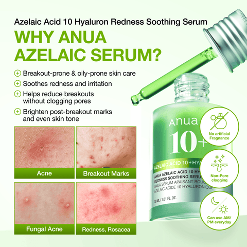 ANUA Azelaic Acid 10 Hyaluron Redness Soothing Serum 30ml