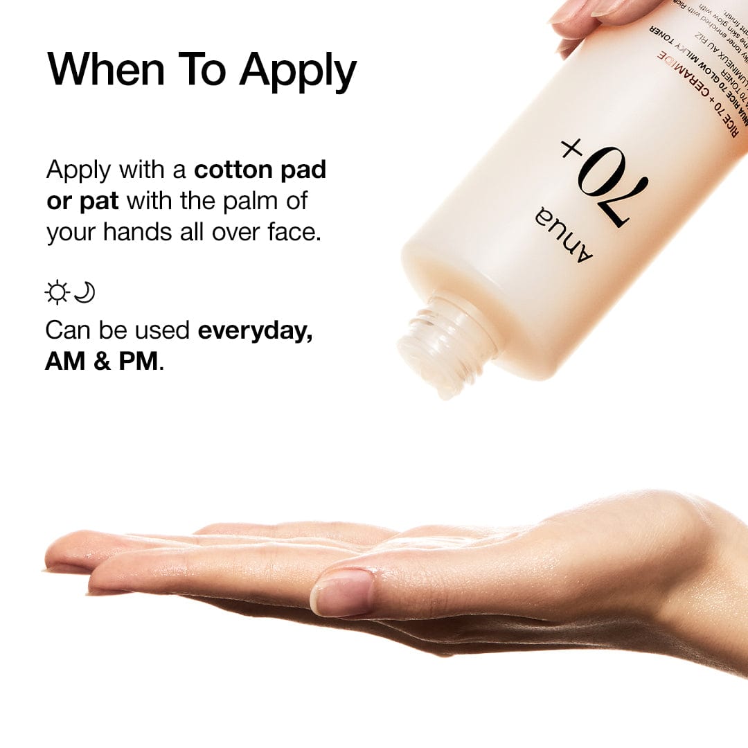 ANUA Rice 70 Glow Milky Toner - application