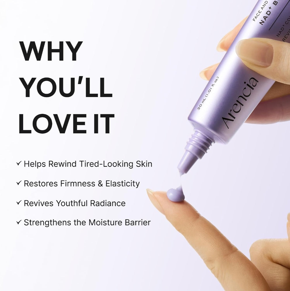Arencia NAD+ Booster Shot benefits for firmness and radiance