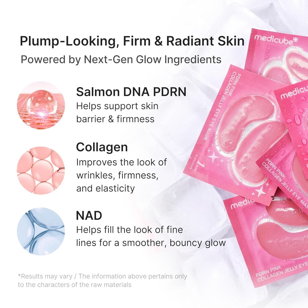 Medicube Pink Collagen Jelly Eye Mask with salmon DNA PDRN, collagen and NAD