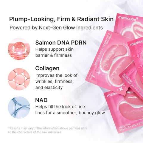 Medicube Pink Collagen Jelly Eye Mask with salmon DNA PDRN, collagen and NAD